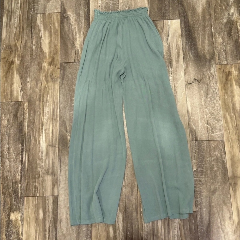 Audrey 3+1 Wide Leg Pants in Sage Green
